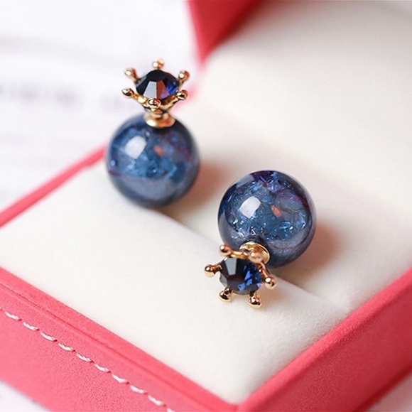 GlitzBlitz Jewelry - 2/$20!  Blue/Gold Studs w/Translucent Bead Backs